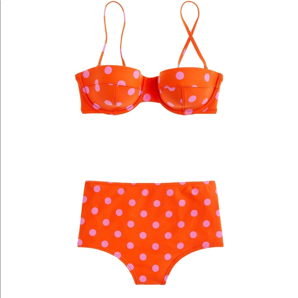 J. Crew Polka Dot High Waist Two Piece